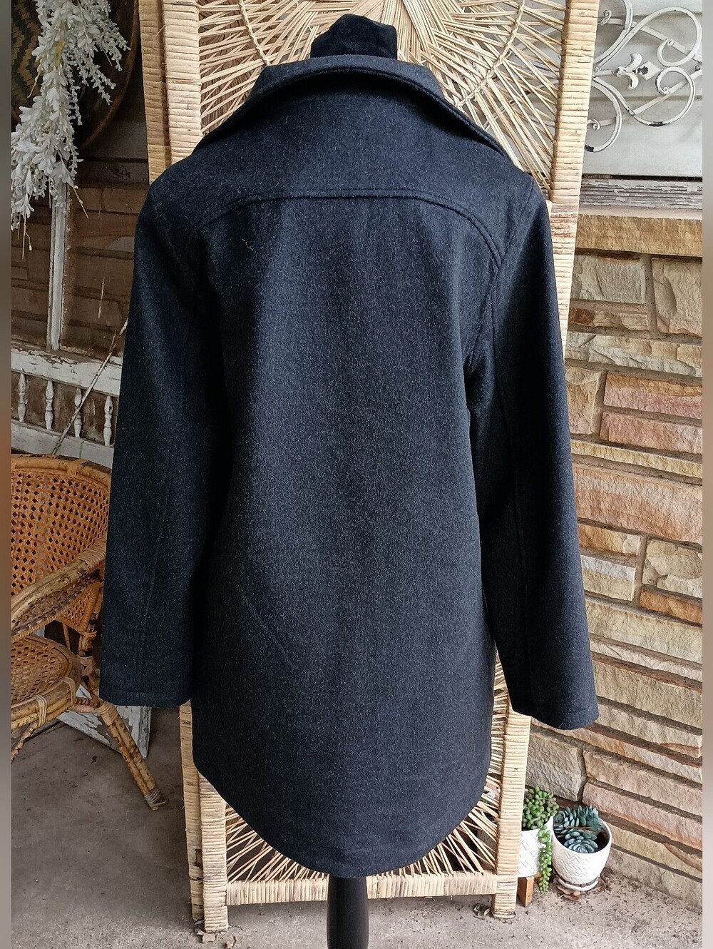 NWT Pendleton Womens Black Wool-Blend Coat - Classic Funnel Collar_Large - Picture 8 of 8